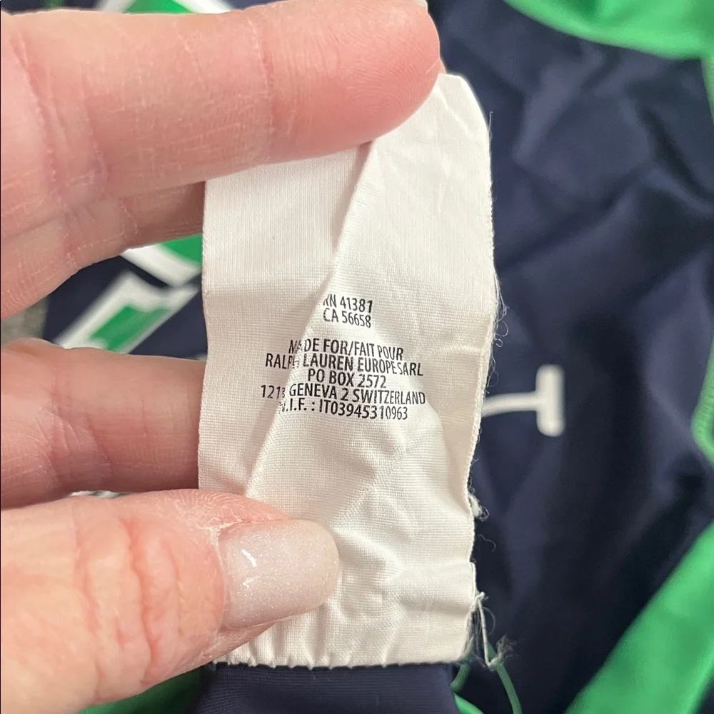 Rare find: vintage Polo Ralph LaurenNavy and Green Graphic swim Shirt size 10/12